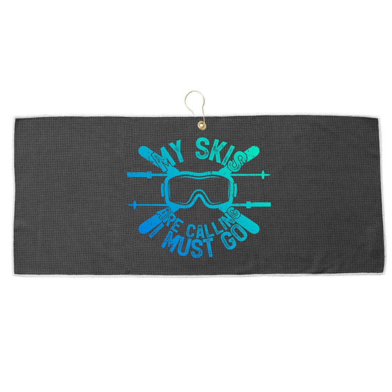 My Skis Are Calling I Must Go Funny Skiing Winter Sports Ski Cute Gift Large Microfiber Waffle Golf Towel