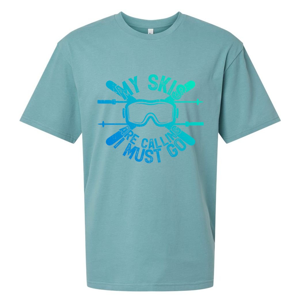 My Skis Are Calling I Must Go Funny Skiing Winter Sports Ski Cute Gift Sueded Cloud Jersey T-Shirt