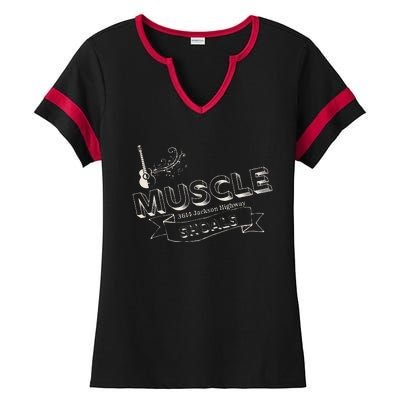 Muscle Shoals Alabama 3614 Jackson Highway Music Souvenir Ladies Halftime Notch Neck Tee