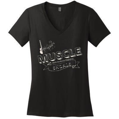 Muscle Shoals Alabama 3614 Jackson Highway Music Souvenir Women's V-Neck T-Shirt