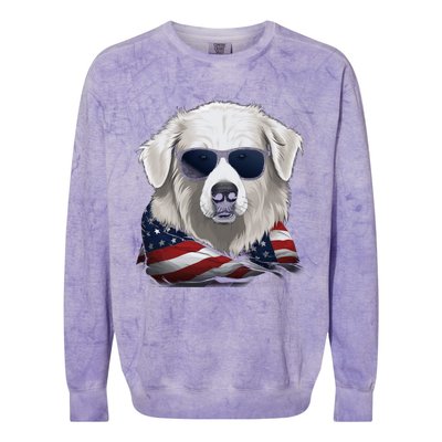 Maremma Sheepdog American Flag US Tee 4th July Gifts Graphic Colorblast Crewneck Sweatshirt