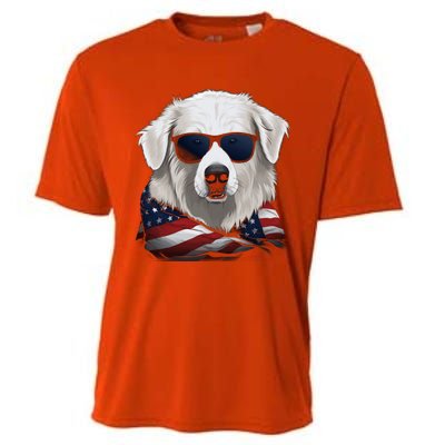 Maremma Sheepdog American Flag US Tee 4th July Gifts Graphic Cooling Performance Crew T-Shirt