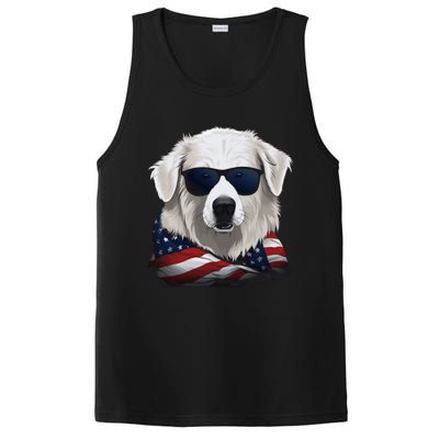 Maremma Sheepdog American Flag US Tee 4th July Gifts Graphic PosiCharge Competitor Tank