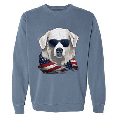 Maremma Sheepdog American Flag US Tee 4th July Gifts Graphic Garment-Dyed Sweatshirt