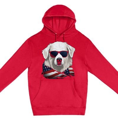 Maremma Sheepdog American Flag US Tee 4th July Gifts Graphic Premium Pullover Hoodie