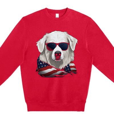 Maremma Sheepdog American Flag US Tee 4th July Gifts Graphic Premium Crewneck Sweatshirt