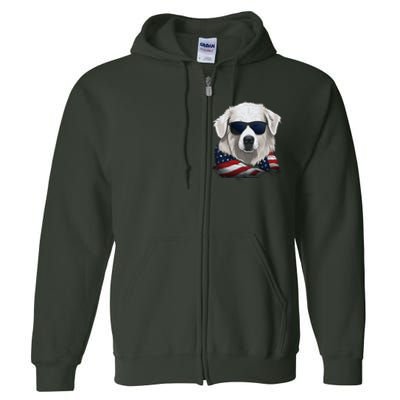 Maremma Sheepdog American Flag US Tee 4th July Gifts Graphic Full Zip Hoodie