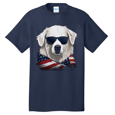 Maremma Sheepdog American Flag US Tee 4th July Gifts Graphic Tall T-Shirt