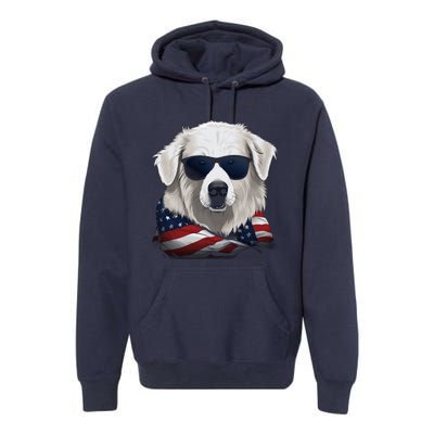 Maremma Sheepdog American Flag US Tee 4th July Gifts Graphic Premium Hoodie