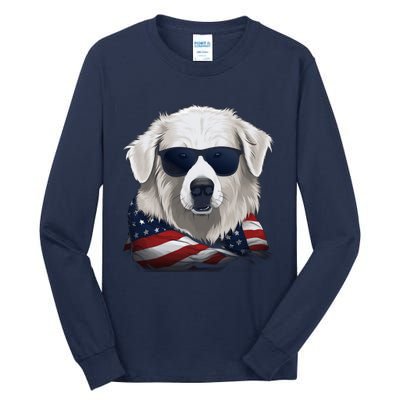 Maremma Sheepdog American Flag US Tee 4th July Gifts Graphic Tall Long Sleeve T-Shirt