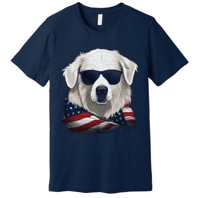 Maremma Sheepdog American Flag US Tee 4th July Gifts Graphic Premium T-Shirt