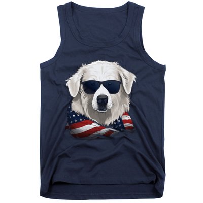 Maremma Sheepdog American Flag US Tee 4th July Gifts Graphic Tank Top