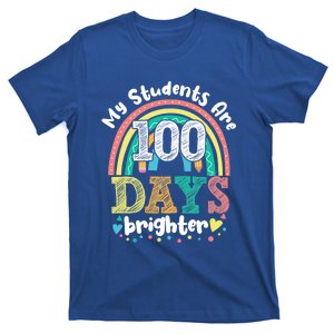 My Students Are 100 Days Brighter Rainbow 100th Day School Funny Gift T-Shirt