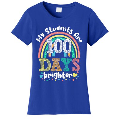 My Students Are 100 Days Brighter Rainbow 100th Day School Funny Gift Women's T-Shirt