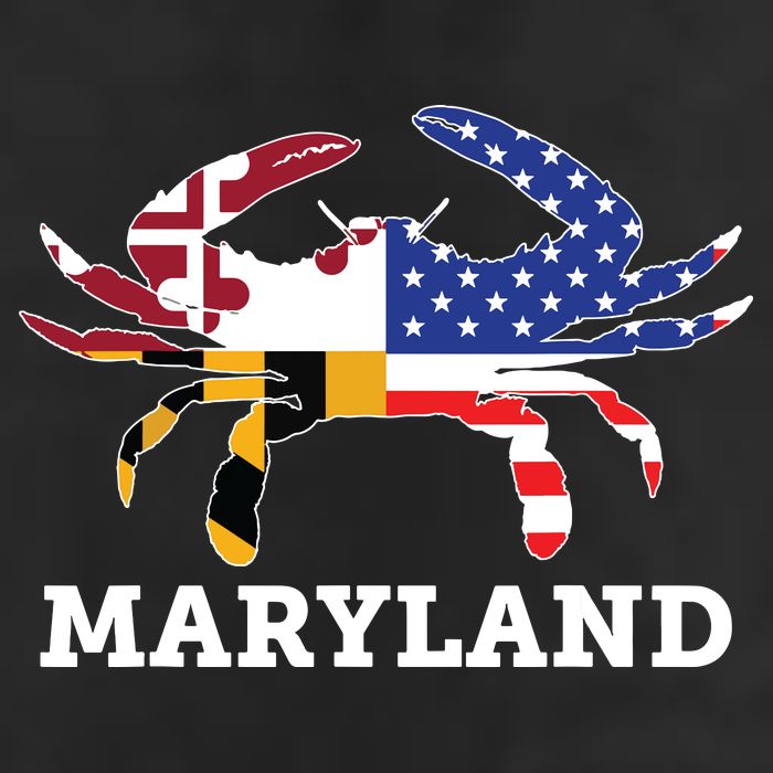 Maryland State American Usa Flag Blue Crab 7 Panel Mesh Trucker Snapback Hat