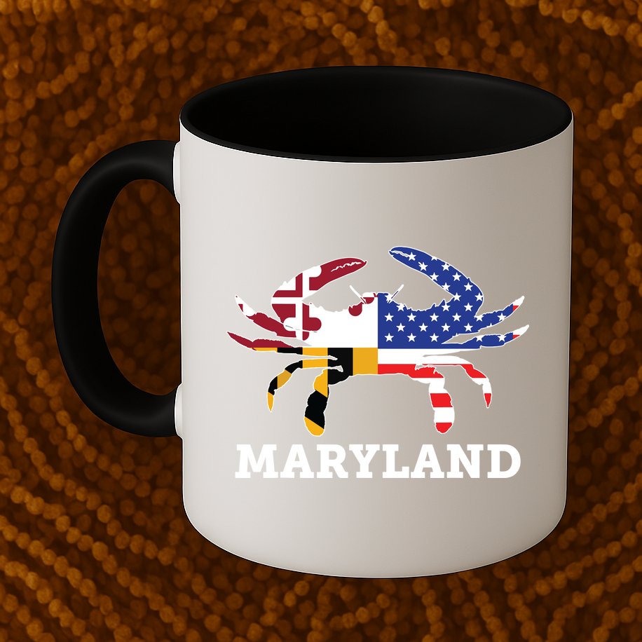 Maryland State American Usa Flag Blue Crab Mug