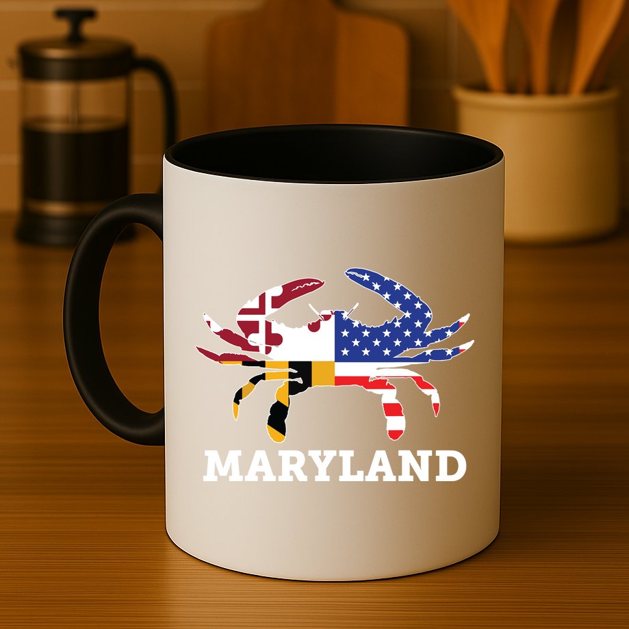 Maryland State American Usa Flag Blue Crab Mug