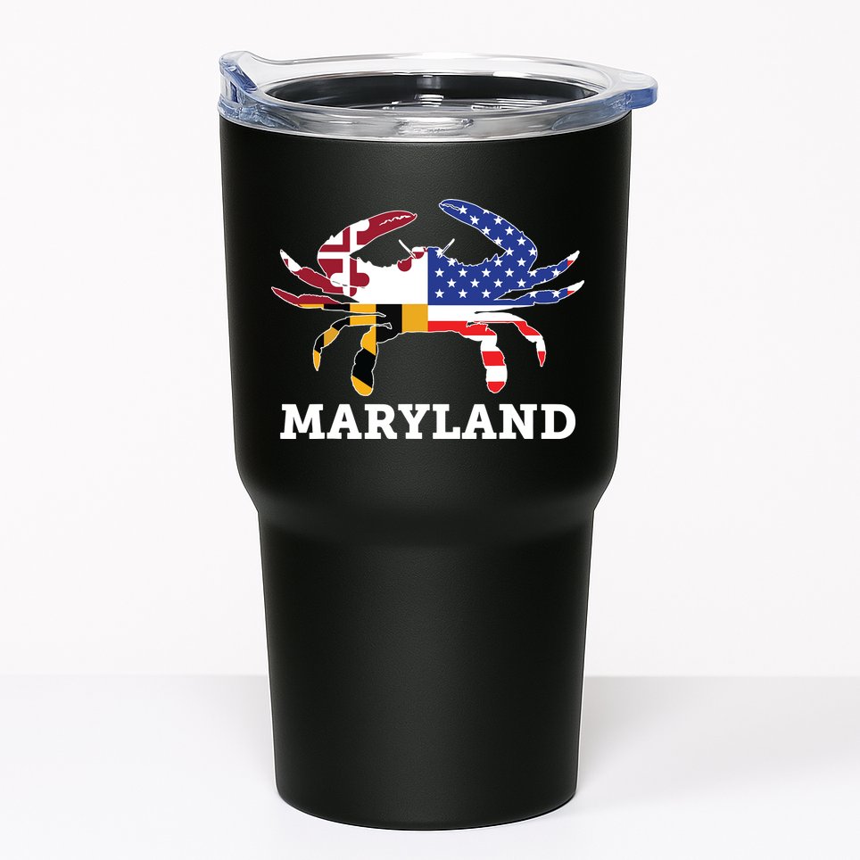 Maryland State American Usa Flag Blue Crab Tumbler