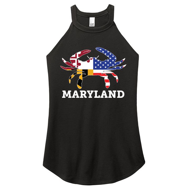 Maryland State American Usa Flag Blue Crab Women's Perfect Tri Rocker Tank