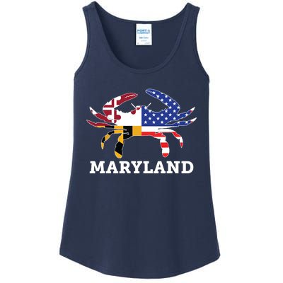 Maryland State American Usa Flag Blue Crab Ladies Essential Tank