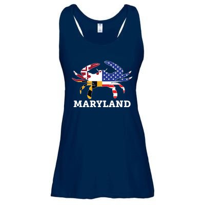 Maryland State American Usa Flag Blue Crab Ladies Essential Flowy Tank