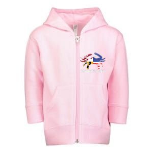 Maryland State American Usa Flag Blue Crab Toddler Zip Fleece Hoodie