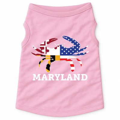 Maryland State American Usa Flag Blue Crab Doggie Tank