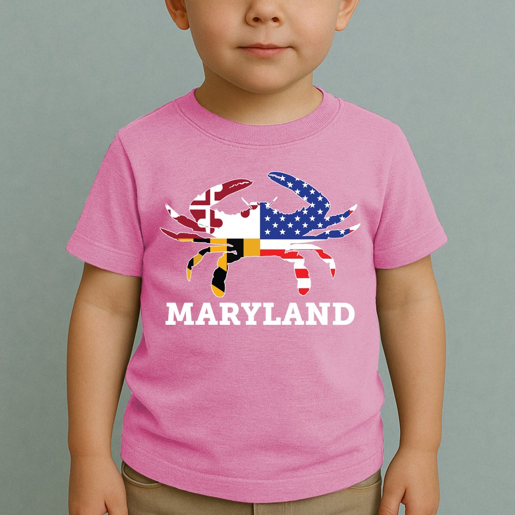 Maryland State American Usa Flag Blue Crab Toddler T-Shirt