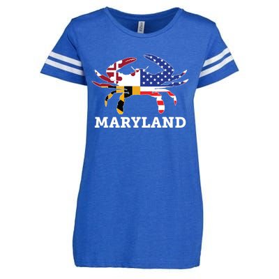 Maryland State American Usa Flag Blue Crab Enza Ladies Jersey Football T-Shirt