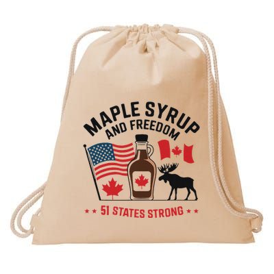 Maple Syrup And Freedom 51 States Strong Drawstring Bag