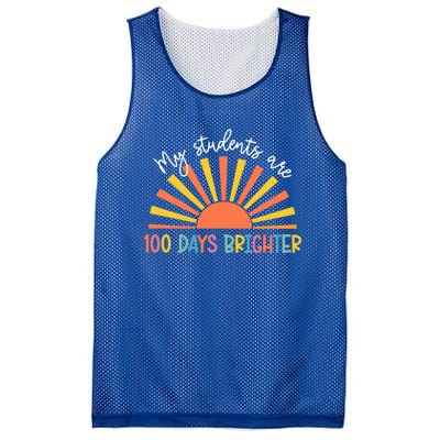 My Students Are 100 Days Brighter 100 Days Of School Sunset Gift Mesh Reversible Basketball Jersey Tank