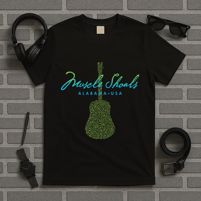 Muscle Shoals Alabama Guitar Design T-Shirt