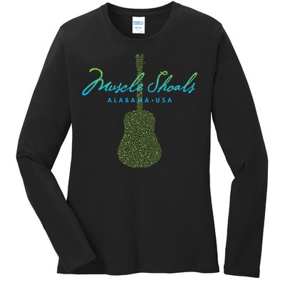 Muscle Shoals Alabama Guitar Design Ladies Long Sleeve Shirt