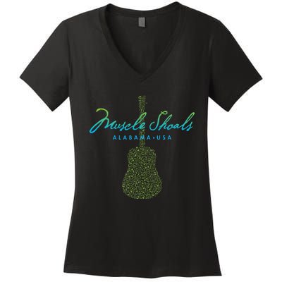 Muscle Shoals Alabama Guitar Design Women's V-Neck T-Shirt