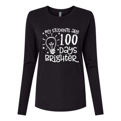 My Students Are 100 Days Brighter Teacher Happy 100th Day Gift Womens Cotton Relaxed Long Sleeve T-Shirt