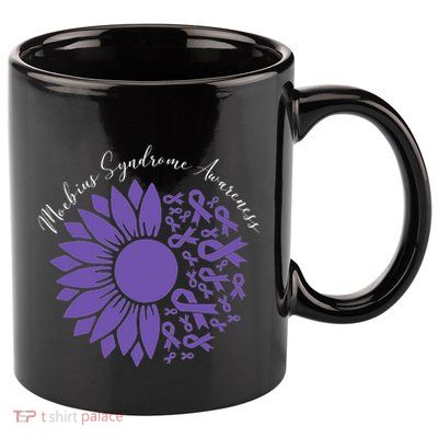 Moebius Syndrome Awareness Sunflower Purple Ribbon Support 11oz C Handle Ceramic Mug