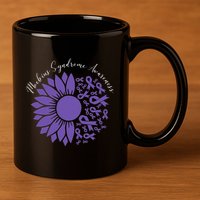 Moebius Syndrome Awareness Sunflower Purple Ribbon Support 11oz C Handle Ceramic Mug