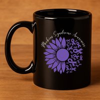 Moebius Syndrome Awareness Sunflower Purple Ribbon Support 11oz C Handle Ceramic Mug
