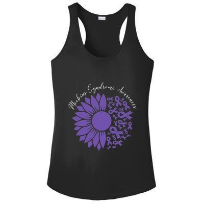 Moebius Syndrome Awareness Sunflower Purple Ribbon Support Ladies PosiCharge Competitor Racerback Tank