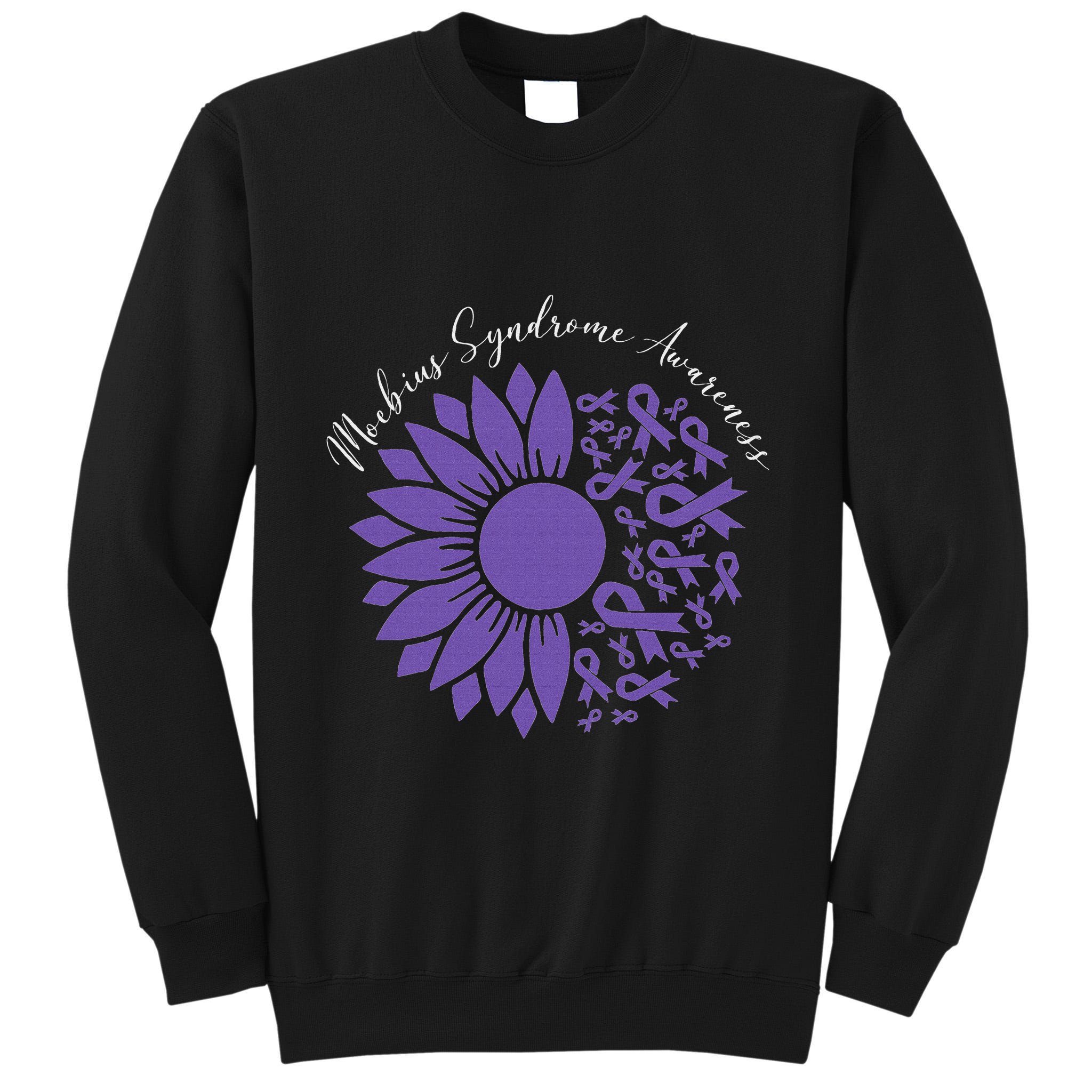 Moebius Syndrome Awareness Sunflower Purple Ribbon Support Tall Sweatshirt