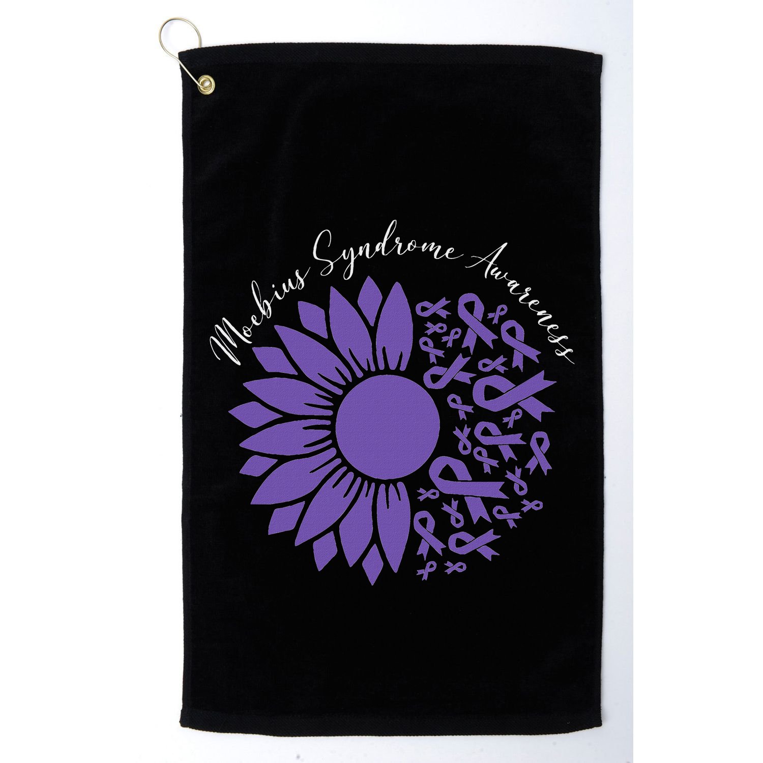 Moebius Syndrome Awareness Sunflower Purple Ribbon Support Golf Towel