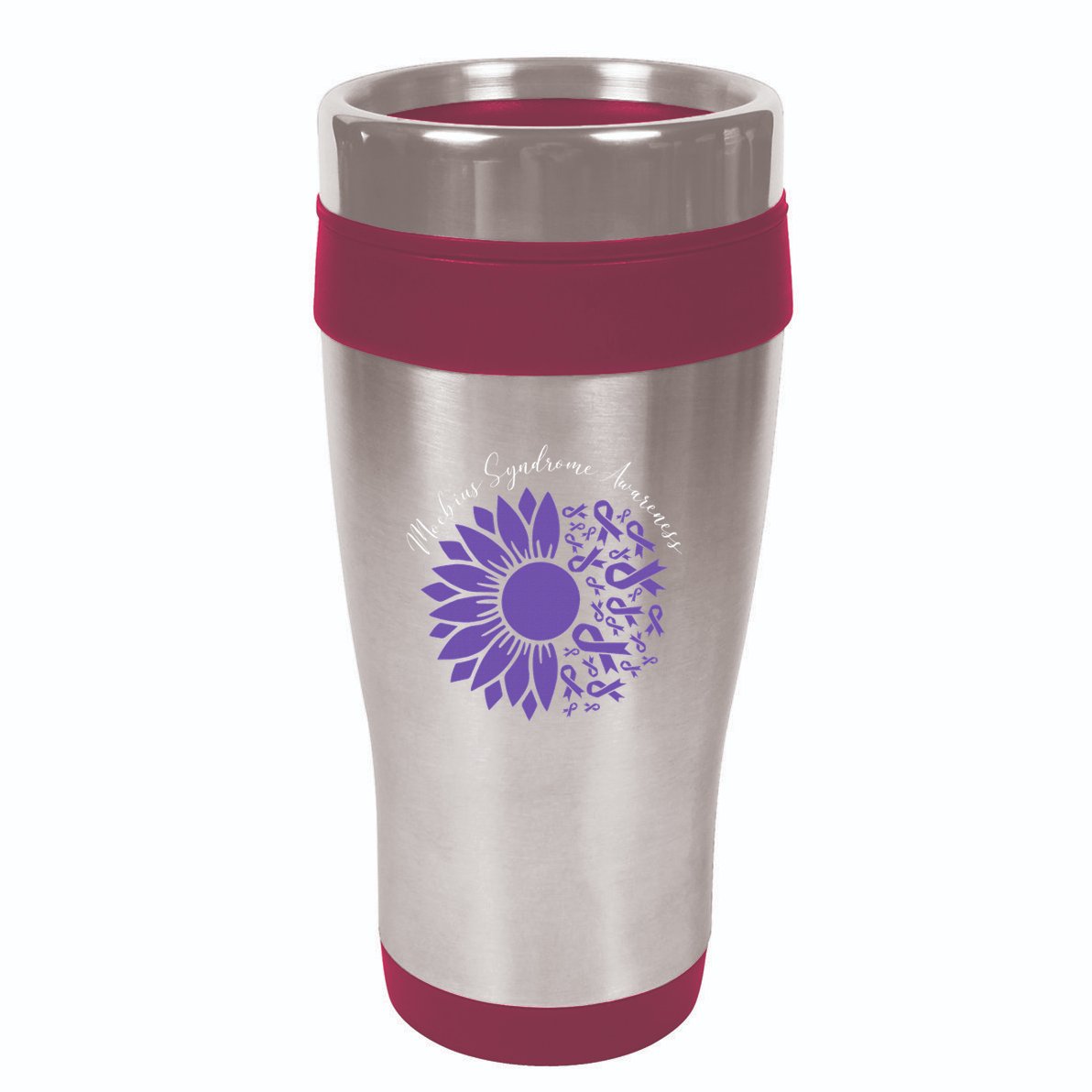 Moebius Syndrome Awareness Sunflower Purple Ribbon Support 16oz Travel Tumbler