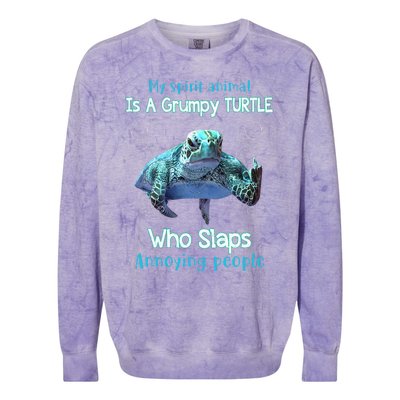 My Spirit Animal Is Grumpy Turtle Who Slaps Annoying People Colorblast Crewneck Sweatshirt