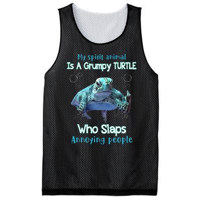 My Spirit Animal Is Grumpy Turtle Who Slaps Annoying People Mesh Reversible Basketball Jersey Tank