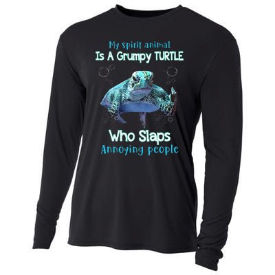 My Spirit Animal Is Grumpy Turtle Who Slaps Annoying People Cooling Performance Long Sleeve Crew