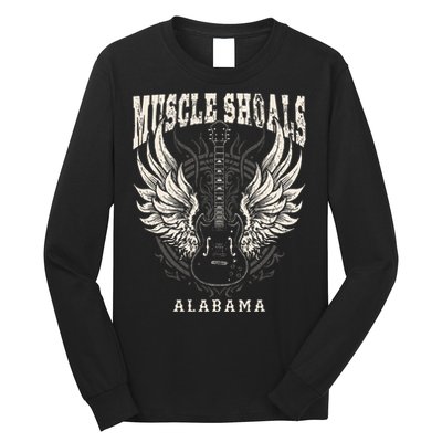 Muscle Shoals Alabama Vintage Guitar Wings Long Sleeve Shirt