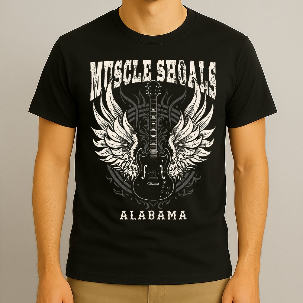 Muscle Shoals Alabama Vintage Guitar Wings T-Shirt