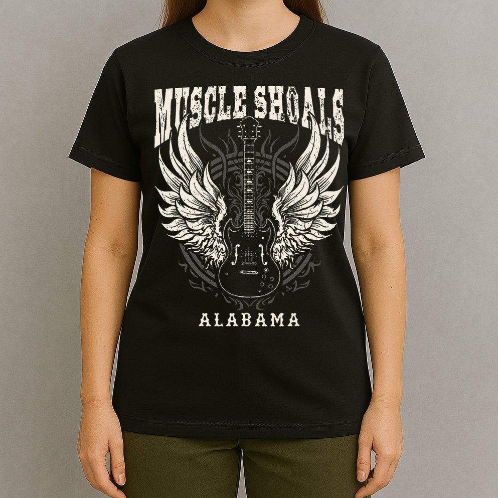 Muscle Shoals Alabama Vintage Guitar Wings T-Shirt