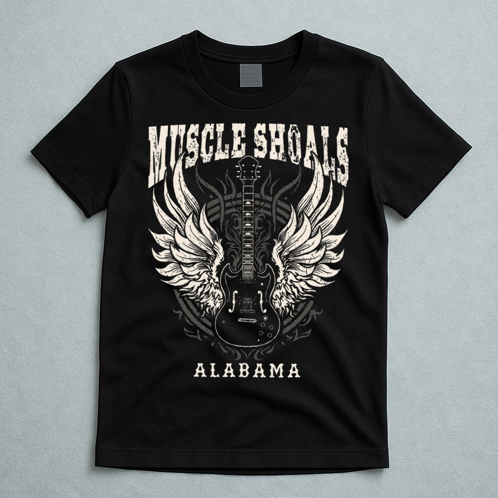 Muscle Shoals Alabama Vintage Guitar Wings T-Shirt