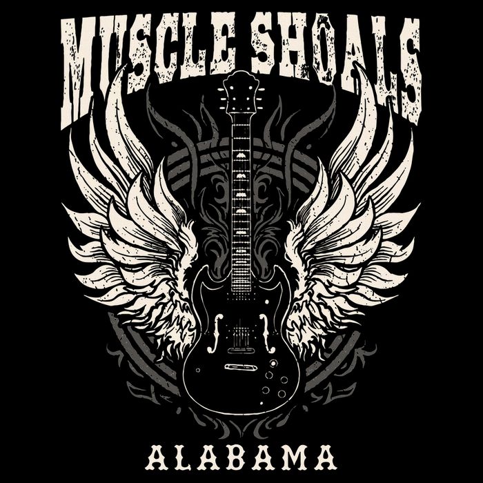 Muscle Shoals Alabama Vintage Guitar Wings T-Shirt
